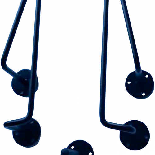 Taburet/stoleophæng h. 80mm.  asymetrisk. Med 90 mm. stop .Sort