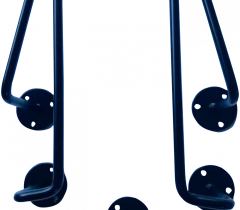 Taburet/stoleophæng h. 80mm.  asymetrisk. Med 90 mm. stop .Sort