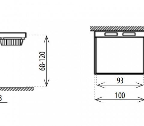 Vægmonteret 1-søjlet puslebord FÅBORG 100x85 cm, silver