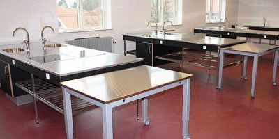 Avedøre School Food Technology with stainless steel table tops