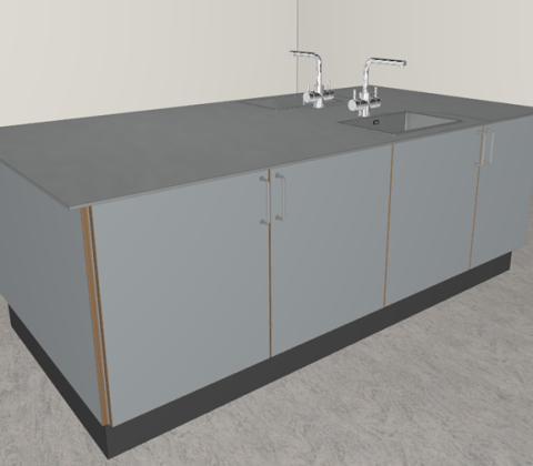 Stålbordplader med vaske