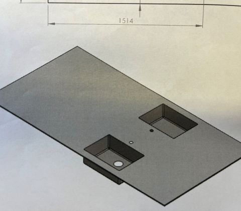 Stålbordplader med vaske